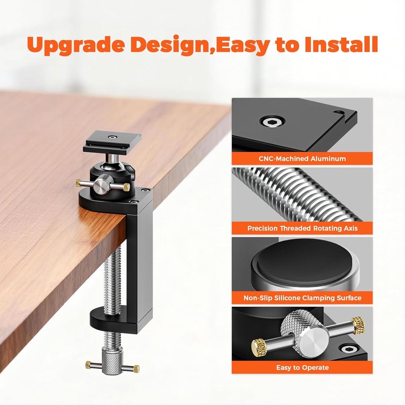 Luvan 360° Rotating Mini Bench Vise Stand, Double Locking Heavy-Duty Table Vise Stand with Enhanced Clamping Force, Adjustable Angle Vise Bracket Table Clamp Stand with Swivel Base for Fractal Vise ﻿ - Image 4